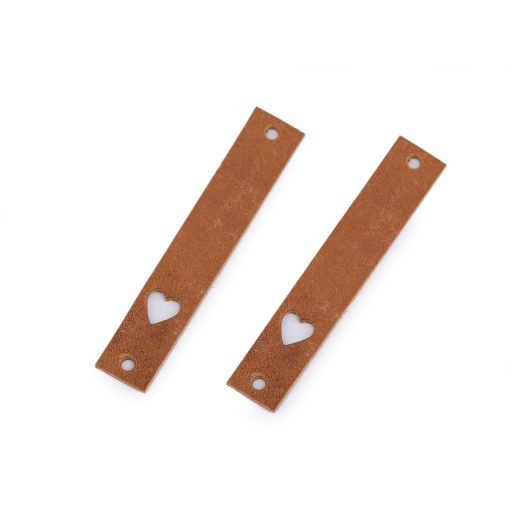 Bőr szív alakú cimke 12x70 mm