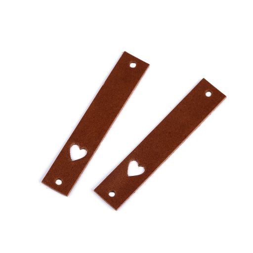 Bőr szív alakú cimke 12x70 mm