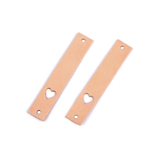 Bőr szív alakú cimke 12x70 mm