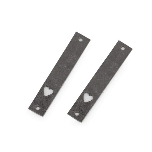 Bőr szív alakú cimke 12x70 mm