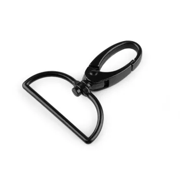   Fém forgós karabiner 37 mm-es befűző - 6 fekete lakk (50 db-os csomagolás)