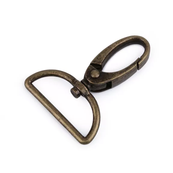 Fém forgós karabiner 32 mm-es befűző - 3 ósárgaréz (50 db-os csomagolás) Fém forgós karabiner 32 mm-es befűző - 3 ósárgaréz (50 db-os csomagolás)