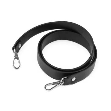   Műbőr pánt / fül karabinerrel táskára szélessége 2,4 cm - 2 fekete nikkel (10 db-os csomagolás)