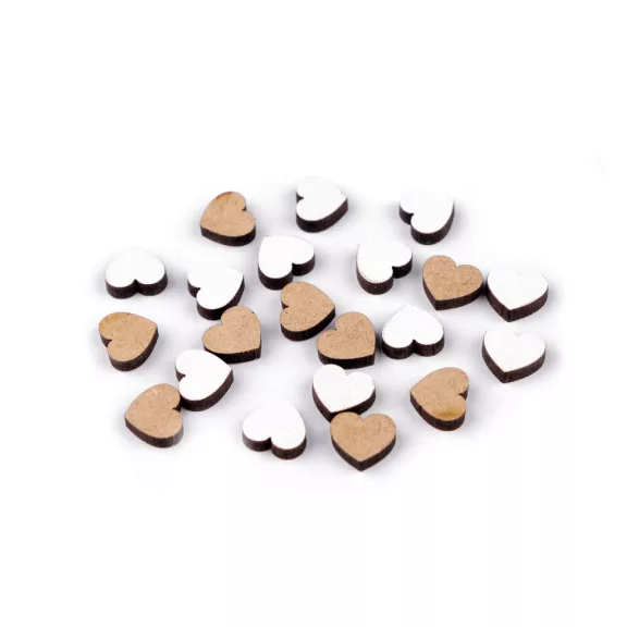 Fa szív mini ragasztható Ø10 mm fa figura - 1 fehér természetes (100 db-os csomagolás) Fa szív mini ragasztható Ø10 mm fa figura - 1 fehér természetes (100 db-os csomagolás)