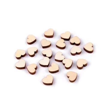   Fa szív mini ragasztható Ø10 mm fa figura - 2 természetes világos (100 db-os csomagolás)