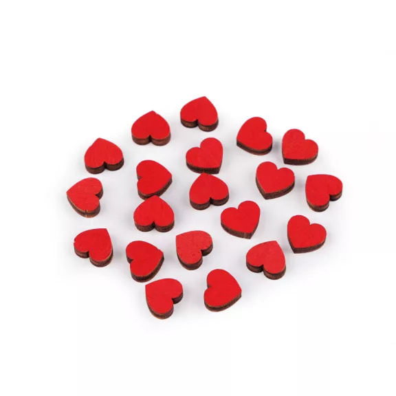 Fa szív mini ragasztható Ø10 mm fa figura - 4 piros (100 db-os csomagolás) Fa szív mini ragasztható Ø10 mm fa figura - 4 piros (100 db-os csomagolás)