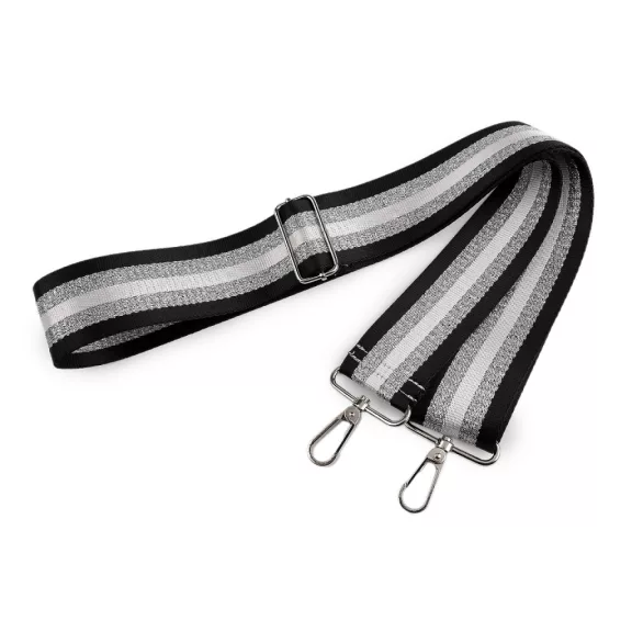 Állítható textil táskafül / heveder karabinnel szélessége 5 cm - 6 fekete ezüst (1 db-os csomagolás) Állítható textil táskafül / heveder karabinnel szélessége 5 cm - 6 fekete ezüst (1 db-os csomagolás)