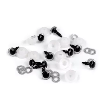   Glitter szemek biztosítékkal Ø10 mm - 1 (8) ezüst (10 szett)