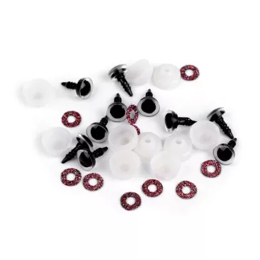   Glitter szemek biztosítékkal Ø10 mm - 5 ciklámen (10 szett)
