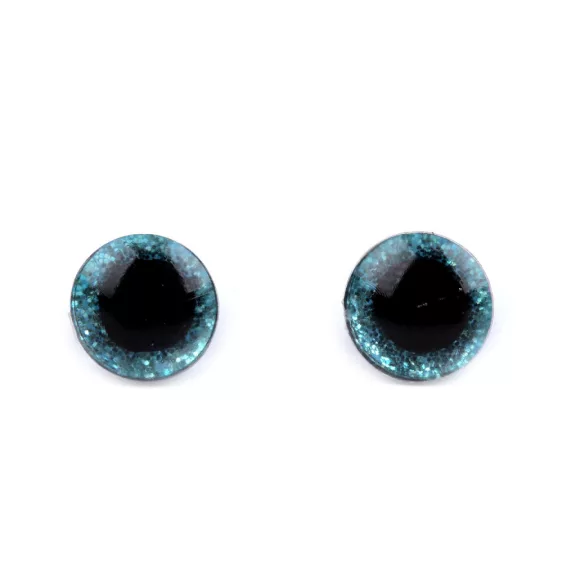 Glitter szemek biztosítékkal Ø10 mm - 7 türkisz tengeri (10 szett) Glitter szemek biztosítékkal Ø10 mm - 7 türkisz tengeri (10 szett)