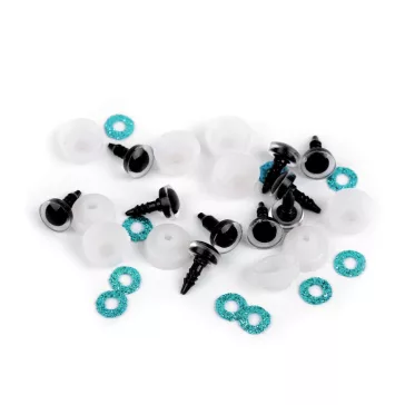   Glitter szemek biztosítékkal Ø10 mm - 7 türkisz tengeri (10 szett)