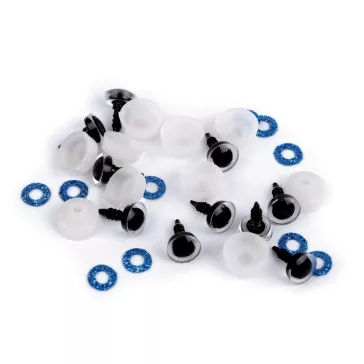   Glitter szemek biztosítékkal Ø10 mm - 9 (9) türkiszkék (10 szett)