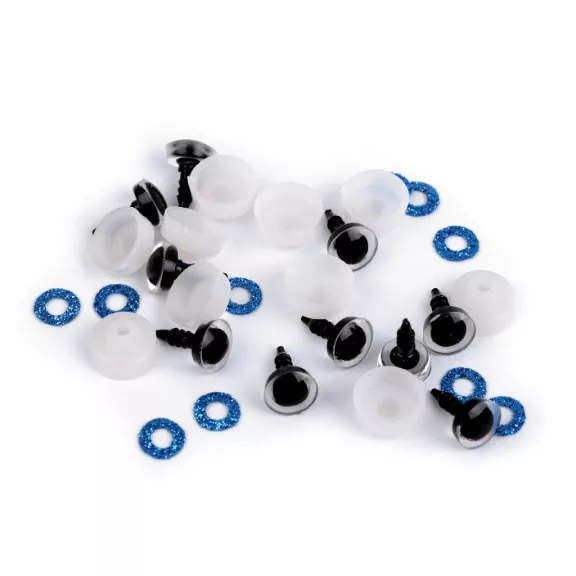 Glitter szemek biztosítékkal Ø10 mm - 9 (9) türkiszkék (250 szett) Glitter szemek biztosítékkal Ø10 mm - 9 (9) türkiszkék (250 szett)