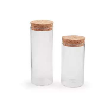   Üvegcse / tégely parafadugóval - 1 (47x90 mm) Transparent (12 fiola)