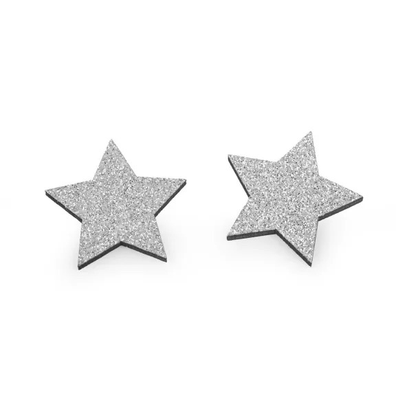 Fa csillag ragasztásra Ø30 mm - 1 ezüst glitter (30 db-os csomagolás) Fa csillag ragasztásra Ø30 mm - 1 ezüst glitter (30 db-os csomagolás)