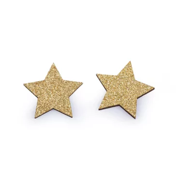   Fa csillag ragasztásra Ø30 mm - 2 arany glitter (30 db-os csomagolás)