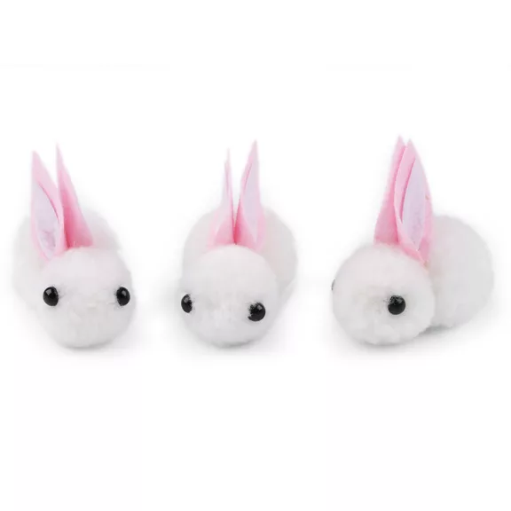 Zsenília pompom nyuszi - 1 fehér (10 db-os csomagolás) Zsenília pompom nyuszi - 1 fehér (10 db-os csomagolás)