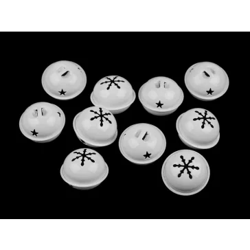   Dekor fém csengettyű Ø35 mm, 40 mm - 1 Ø35 mm fehér (40 db-os csomagolás)