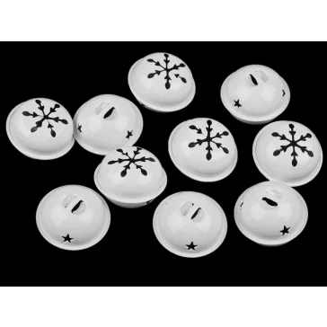   Dekor fém csengettyű Ø35 mm, 40 mm - 2 Ø40 mm fehér (10 db-os csomagolás)