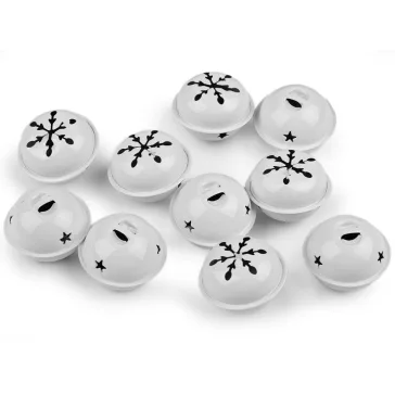   Dekor fém csengettyű Ø35 mm, 40 mm - 2 Ø40 mm fehér (40 db-os csomagolás)