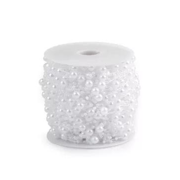   Gyöngy fűzér damilon Ø8 mm - 3 fehér (3 m-os csomagolás)