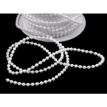  Gyöngy fűzér Ø3 mm hófehér - hófehér (12 m-os csomagolás)
