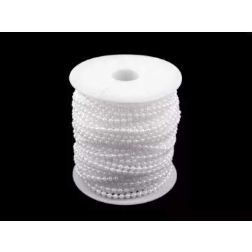   Gyöngy fűzér Ø3 mm hófehér - hófehér (25 m-os csomagolás)