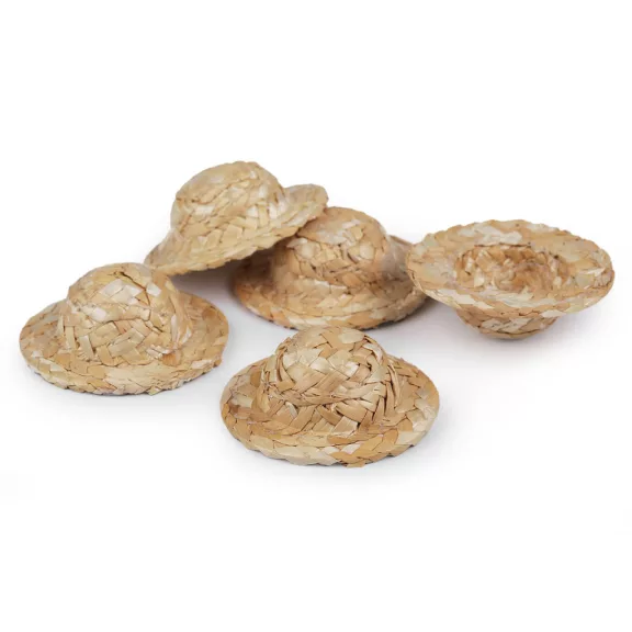 Mini szalmakalap figurákkal és dekorációval - természetes világos (20 db-os csomagolás) Mini szalmakalap figurákkal és dekorációval - természetes világos (20 db-os csomagolás)
