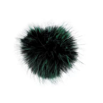   Műszőrme pompom pánttal Ø12 cm - 3 fekete zöld (6 db-os csomagolás)