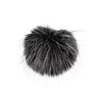   Műszőrme pompom pánttal Ø12 cm - 4 fekete fehér (18 db-os csomagolás)