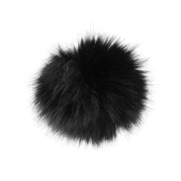   Műszőrme pompom pánttal Ø11 cm - 6 fekete (18 db-os csomagolás)