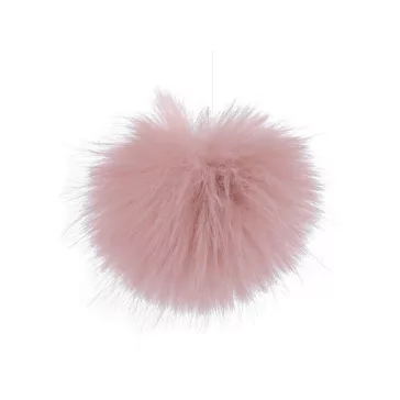   Műszörme pompom pánttal Ø8 cm - 3 púderrózsaszín (6 db-os csomagolás)