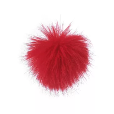   Műszörme pompom pánttal Ø8 cm - 5 piros (1 db-os csomagolás)