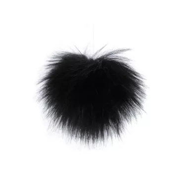   Műszörme pompom pánttal Ø8 cm - 10 fekete (18 db-os csomagolás)