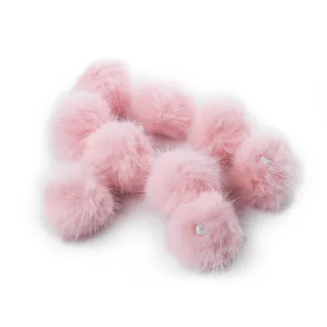   Műszőrme pompom pánttal Ø3,5 cm - 3 púderrózsaszín (10 db-os csomagolás)
