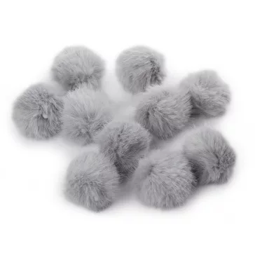   Műszőrme pompom pánttal Ø3,5 cm - 8 vil szürkéskék (10 db-os csomagolás)
