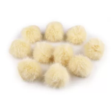   Műszőrme pompom pánttal Ø3,5 cm - 10 világos bézs (100 db-os csomagolás)