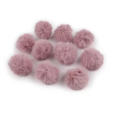  Műszőrme pompom pánttal Ø3,5 cm - 12 fáradtrózsaszín (10 db-os csomagolás)