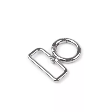  Fém forgós karabiner 32 mm-es befűző - 1 nikkel (10 db-os csomagolás)