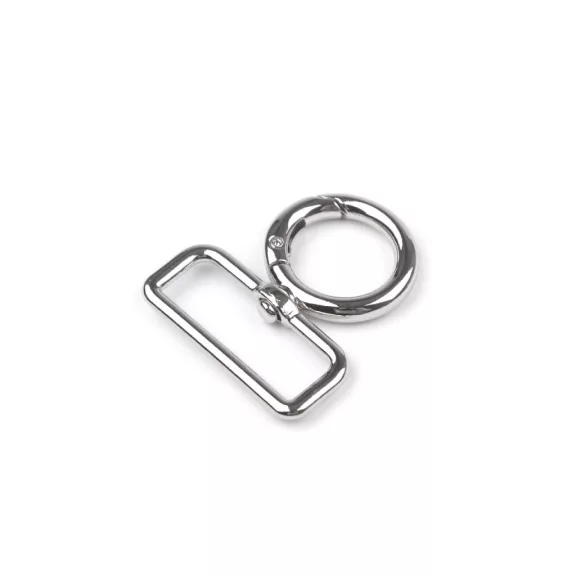 Fém forgós karabiner 32 mm-es befűző - 1 nikkel (10 db-os csomagolás) Fém forgós karabiner 32 mm-es befűző - 1 nikkel (10 db-os csomagolás)