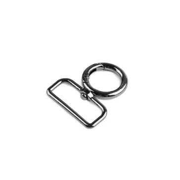   Fém forgós karabiner 32 mm-es befűző - 5 nikkel fekete (30 db-os csomagolás)