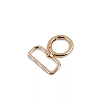   Fém forgós karabiner 32 mm-es befűző - 3 rózsaarany (30 db-os csomagolás)