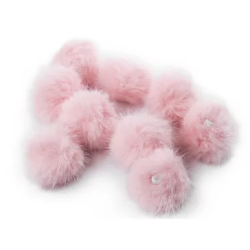   Műzőrme pompom pánttal Ø4,5 cm - 2 púderrózsaszín (10 db-os csomagolás)