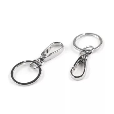   Fém karabiner kulcskarikával - nikkel (50 db-os csomagolás)