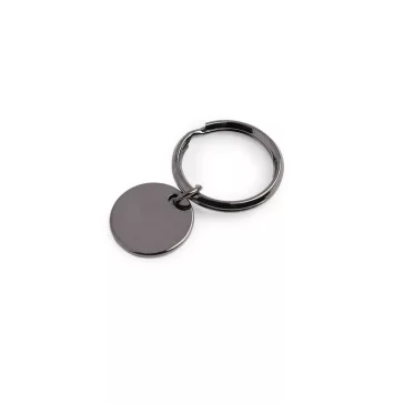   Kulcskarika Ø20 mm medállal - 3 nikkel fekete (20 db-os csomagolás)