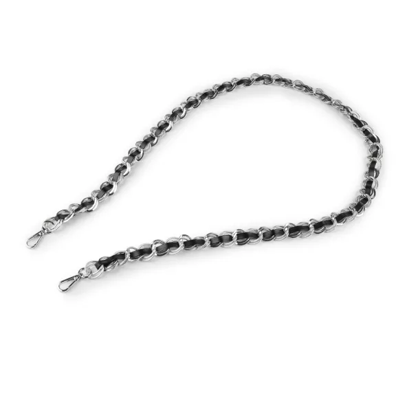 Műbőr pánt / fül lánccal és karabinerre szélessége 2 cm - 3 fekete ezüst (1 db-os csomagolás) Műbőr pánt / fül lánccal és karabinerre szélessége 2 cm - 3 fekete ezüst (1 db-os csomagolás)