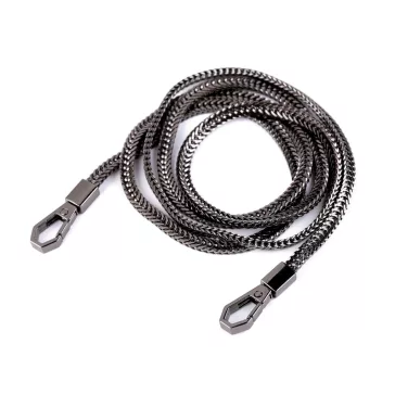   Lánc táskáta karabinerrel hossza 120 cm - 2 nikkel fekete (4 db-os csomagolás)
