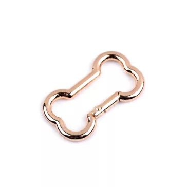   Csont alakú karabiner - 2 rózsaarany (20 db-os csomagolás)