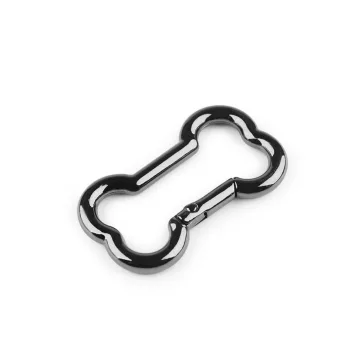   Csont alakú karabiner - 3 nikkel fekete (20 db-os csomagolás)