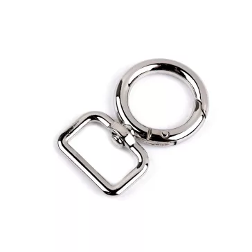   Fém forgós karabiner 19 mm-es befűző - 1 nikkel (20 db-os csomagolás)